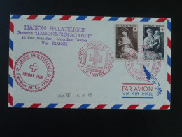 Lettre Par Avion FDC Croix Rouge Red Cross émission De Noel Le Havre 76 Seine Maritime 1953 - Cartas & Documentos