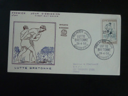 FDC Lutte Bretonne Wrestling Quimper 29 Finistère 1958 (ex 2) - Lutte