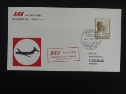 Lettre Premier Vol First Flight Cover Copenhagen Tunis DC9 SAS 1972 - Briefe U. Dokumente