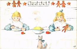 T2/T3 1909 God Jul! / Christmas Greeting Art Postcard, Gingerbread Men - Unclassified