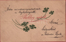 T2/T3 1905 Boldog Újévet! / New Year Greeting Card With Clovers. Emb. Litho (EK) - Ohne Zuordnung