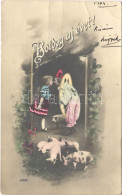 T3 1904 Boldog Újévet! / New Year Greeting Art Postcard, Clown With Pigs And Clovers (EB) - Ohne Zuordnung