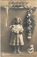 T2/T3 1913 Boldog Karácsonyi Ünnepeket! / Christmas Greeting With Girl And Toys (EK) - Unclassified