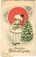 T2/T3 1923 Herzlichen Weihnachtsgruß! / Christmas Greeting Art Postcard, Mushroom Girl. SB Excelsior 6180. (EK) - Ohne Zuordnung