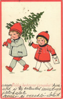 T2/T3 1923 Boldog Karácsonyi ünnepeket! / Christmas Greeting Art Postcard, Children With Christmas Tree. EAS. 4734. (EK) - Non Classés