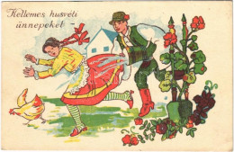 T2/T3 1950 Kellemes Húsvéti ünnepeket! / Easter Greeting Art Postcard, Hungarian Folklore (EK) - Ohne Zuordnung