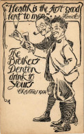 ** T2/T3 1904 "Health Is The First Good Lent To Men" The Brothers Denton Drink To Yours. Christmas Greeting Art Postcard - Non Classés