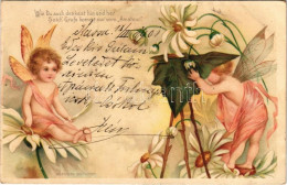 T2 1901 Wie Du Auch Denkest Hin Und Her... / Floral Greeting Card With Fairies. Litho - Sin Clasificación
