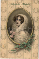 * T2/T3 1905 Glückliches Neujahr! / New Year Greeting Card With Lady. M. M. Vienne Nr. 229. S: R. R. V. Wichera - Ohne Zuordnung