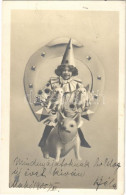 T2/T3 1905 Boldog Újévet! / New Year Greeting, Child Clown With Horseshoe And Pigs - Non Classificati