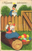 T2/T3 1942 Húsvéti üdvözlet / Easter Greeting Art Postcard, Hungarian Folklore (EK) - Non Classés