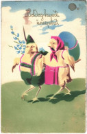 T2/T3 1932 Boldog Húsvéti Ünnepeket / Easter Greeting Art Postcard With Chicken And Egg (EK) - Sin Clasificación