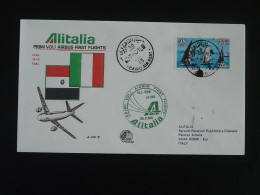 Letre Premier Vol First Flight Cover Cairo Roma Airbus Alitalia 1980 - Lettres & Documents