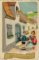 * T2/T3 Szívélyes üdvözlet Névnapjára / Name Day Greeting Art Postcard. Art Nouveau, Golden Decorated, Emb. Litho - Non Classificati