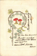 T2/T3 1906 Floral, Emb. Litho Greeting Card With Mushrooms And Clovers (EK) - Ohne Zuordnung