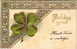 T2/T3 1901 Boldog Újévet! / New Year Greeting Card, Clover. Emb. Litho (fl) - Non Classés