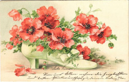 T2 1905 Flowers With High-heeled Shoes. "ERIKA" Nr. 2421. Emb. Litho - Sin Clasificación