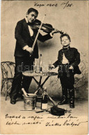T2/T3 1902 Cigány Muzsikus Gyerekek, Pezsgő / Gypsy Musician Children, Champagne (EK) - Sin Clasificación