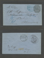 NICARAGUA. 1892 (22 Sept) Leon - Germany, Berlin (1 Nov) 10c Dark Grey On Blue Paper Colon 1892 Issue Stationary Envelop - Nicaragua