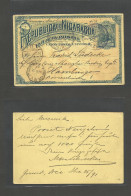 NICARAGUA. 1891 (25-26 Nov) Granada - Germany, Hamburg (24 Dec) Via Corinto (28 Nov) And NY (21 Dec) Scarce 3 Centavos 1 - Nicaragua