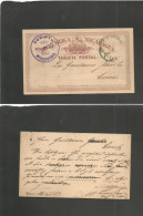 NICARAGUA. 1887 (26 Nov) Leon - Corinto (27 Nov) Early Internal Usage Of 2c Lilac Stationary Card. Fine Comercial Text. - Nicaragua