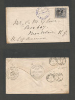 NICARAGUA. 1887 (23 June) Corinto - USA, Montalair, New Jersey. Fkd Envelope 10c Lilac Early Issue + Ink Cancel + Violet - Nicaragua