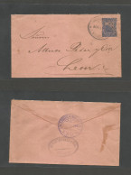 NICARAGUA. 1893 (Ago 12) Momotombo - Leon (Ago 19) Via Managua 5 Centavos Blue 1893 Stationary Envelope Issue. Scarce Pr - Nicaragua