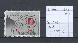 (TJ) Europa CEPT 1962 - San Marino YT 572 (postfris Met Plakker/neuf Avec Charnière/MH) - 1962