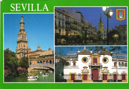 SPAIN, ANDALUCIA, SEVILLA, SPAIN SQUARE, GIRALDA, DOOR OF THE PRINCIPE, BRIDGE, BOAT - Sevilla