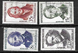 TIMBRE N° 1146 A 1149   -  SERIE   -   PERSONNAGES CELEBRES  -  OBLITERE  -  1958 - Usados