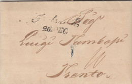 RC212 - 1840 PREPHILATELIC LETTER INNSBRUCK TO TRENTO TAX 10 - ...-1850 Préphilatélie