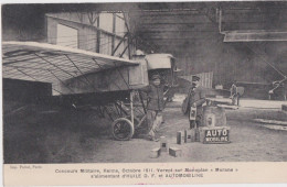 Cm - Cpa Verept Sur Monoplan "Morane" Concours Militaire, Reims, Octobre 1911 (pub Huile Automobiline) - Aviateurs