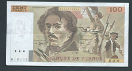 FRANCE Billet De 100 Francs "Delacroix" De 1993 Aucun Trou D’épingle - 618655 K.219-  Laura 11804 - 100 F 1978-1995 ''Delacroix''