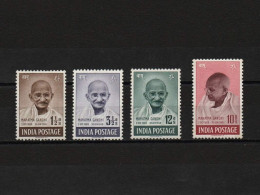 India 1948 Mahatma Gandhi Mourning 4v SET, VERY FINE FRONT, MINT GUM DISTURBED,  NICE COLOUR As Per Scan - Prix Nobel