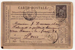 !!! CARTE PRECURSEUR TYPE SAGE CACHET D'ORCHIES (NORD) 1877 - Cartes Précurseurs