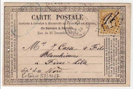 !!! CARTE PRECURSEUR CERES CACHET D'ESTAIRES (NORD) 1873 - Cartes Précurseurs