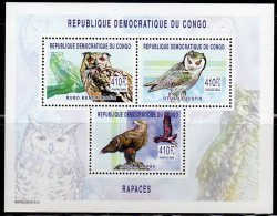 CONGO - BLOC N°260 ** (2003) OISEAUX DE PROIES / RAPACES - Mint/hinged