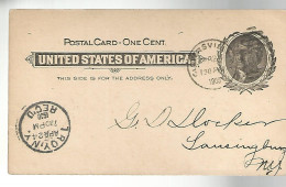 52963 ) USA Postal Stationery Troy Gloversville Postmarks Duplex 1900 - ...-1900