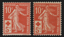 N°147/147a, Semeuse Croix-Rouge Et Rouge-orange Issue De Carnet, Neufs ** - TB - Neufs