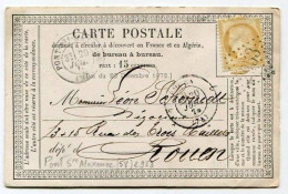 !!! CARTE PRECURSEUR CERES CACHET PONT ST MAXENCE (OISE) 1874 - Cartes Précurseurs