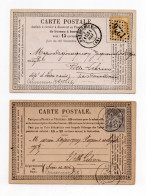 !!! LOT DE 2 CARTES PRECURSEURS CERES ET SAGE CACHETS DE CREVECOEUR (OISE) - Cartes Précurseurs