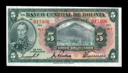 Bolivia 5 Bolivianos 1928 Pick 120a(7-1) Serie W7 Sc-/Sc AUnc/Unc - Bolivien