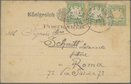 Bayern - Ganzsachen: 1876/1880 (ca.), Drei Ganzsachenkarten Mit Zusatzfrankatur - Otros & Sin Clasificación