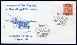 Andorra Esp. - Edi O 149 - Mat "12/8/82 - Inauguración  Vol Regular La Seu D'Urgell - Barcelona" - Cartas & Documentos