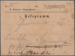 Württemberg - Besonderheiten: 1872/1925, Posten Von Ca. 20 Telegrammen Teils Noc - Sonstige & Ohne Zuordnung