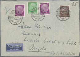 Deutsches Reich: 1838/1945, Destination ANGOLA, Drei Briefe: 3.70 RM-Porto Auf L - Collections