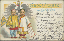 Deutsche Kolonien - Kiautschou: 1899/1913, Frankierte Karten (6): Dabei Kolorier - Kiauchau