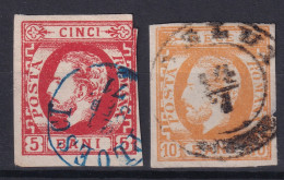 ROMANIA 1871 - Canceled - Sc# ^43,44 - 1858-1880 Moldavia & Principado