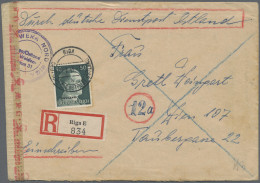 Dt. Besetzung II WK - Lettland: 1942/1944, 12 Einschreibbriefe Aus Riga, Meist M - Besetzungen 1938-45