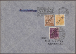 Berlin: 1948/1949, Sechs Belege Mit Schwarzaufdrucken, Dabei Ein Brief Mit 6 Pf - Covers & Documents